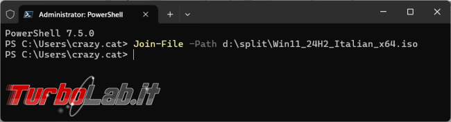 Come dividere grosso file parti più piccole PowerShell