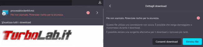 Come eliminare Firefox l’avviso download potenzialmente pericoloso link http contenuto pagina Https