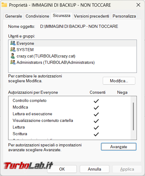Come eliminare l’Account sconosciuto proprietà file cartella