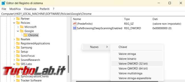 Come eliminare richiesta password download archivi criptati Chrome 121