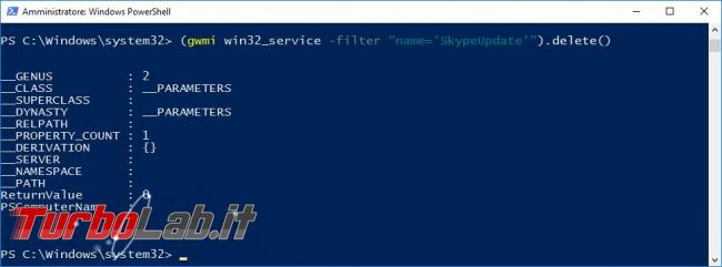 Come eliminare servizio Windows riga comando, Powershell Autoruns