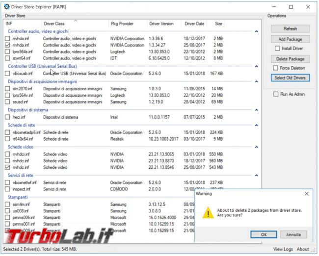 Come eliminare vecchi driver cartella DriverStore