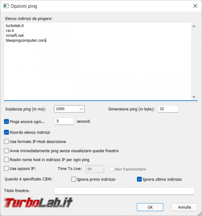 Come eseguire ping ripetuti verso sito salvarne l’esito verificare stato linea Internet