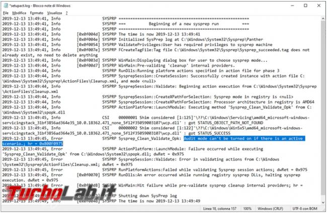 Come eseguire sysprep quando è presente l’errore “impossibile convalidare l’installazione Windows uso”