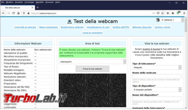 Come eseguire test online webcam