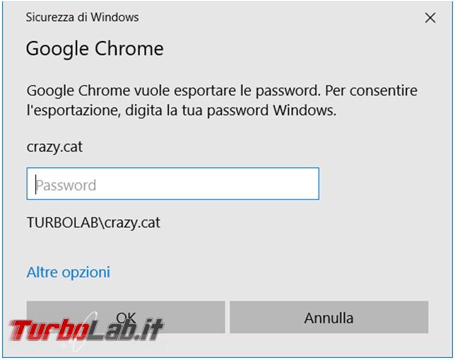 Come esportare password memorizzate Chrome riutilizzarle nuovo computer dopo formattazione