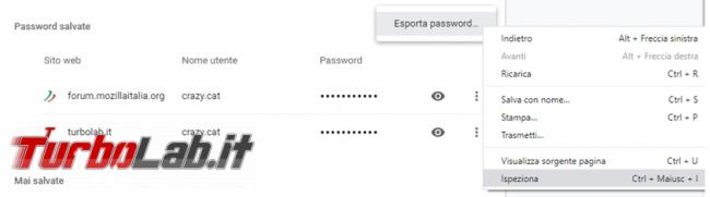 Come esportare password memorizzate Chrome riutilizzarle nuovo computer dopo formattazione