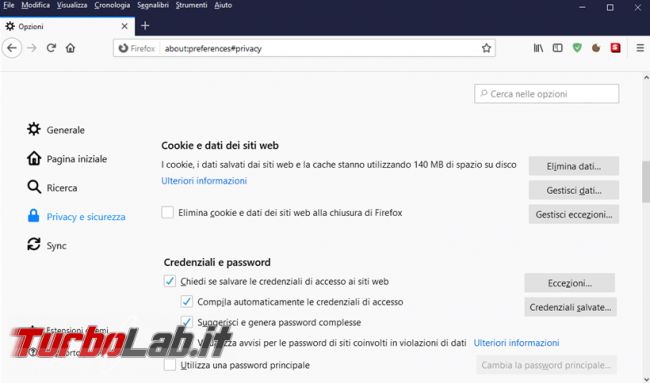 Come esportare proteggere password memorizzate Firefox 79