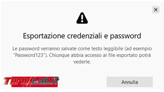 Come esportare proteggere password memorizzate Firefox 79