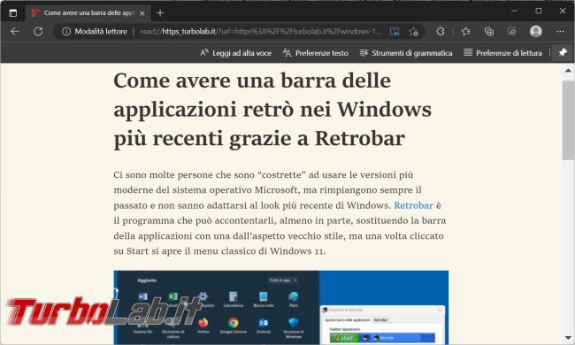 Come far leggere Microsoft Edge pagine Web