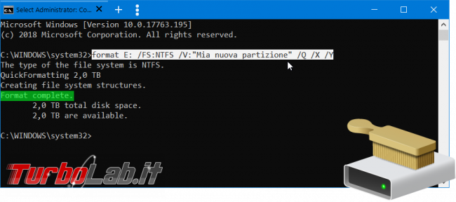 Come formattare disco linea comando Windows 10 (guida format senza conferma etichetta volume) - format da linea di comando spotlight