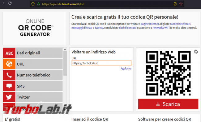 Come generare QR code direttamente online