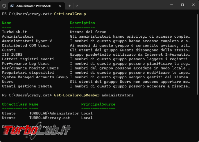 Come gestire account locali gruppi sistema operativo tramite PowerShell