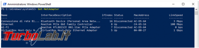 Come gestire scheda rete raccogliere informazioni PowerShell