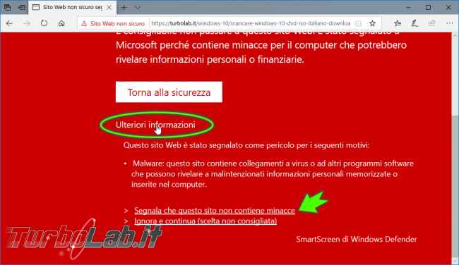 Come ignorare avviso schermata rossa aprire comunque sito pericoloso / non sicuro Microsoft Edge (SmartScreen) - zShotVM_1542445783