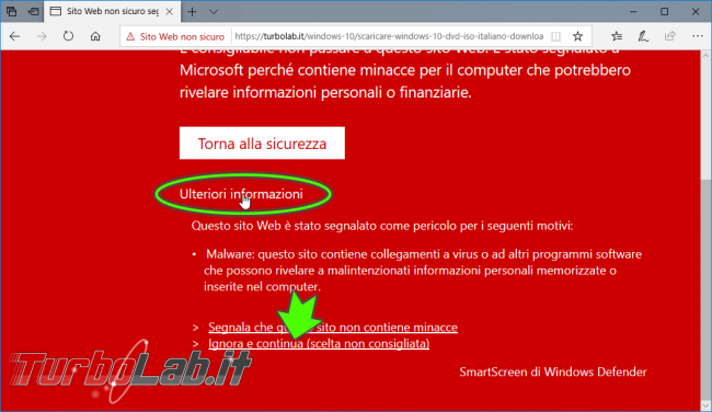 Come ignorare avviso schermata rossa aprire comunque sito pericoloso / non sicuro Microsoft Edge (SmartScreen) - zShotVM_1542445783