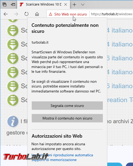 Come ignorare avviso schermata rossa aprire comunque sito pericoloso / non sicuro Microsoft Edge (SmartScreen) - zShotVM_1542448869