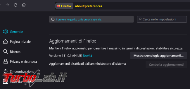 Come impedire Firefox aggiornarsi