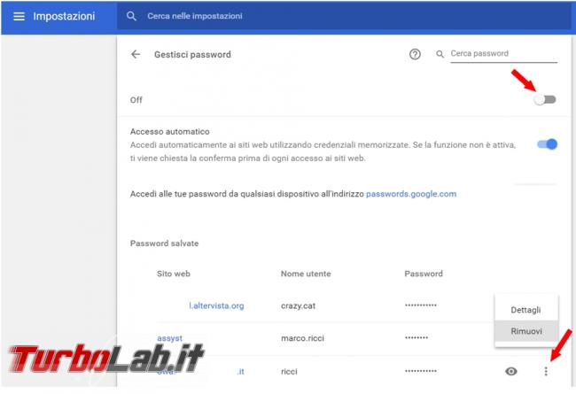 Come impedire memorizzazione password browser web ed eliminare quelle già presenti (Chrome, Firefox, Edge, Opera)