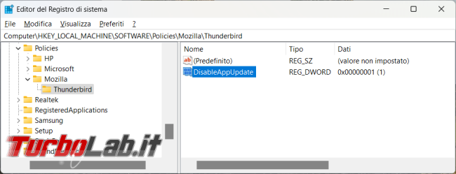 Come impedire Thunderbird aggiornarsi automaticamente