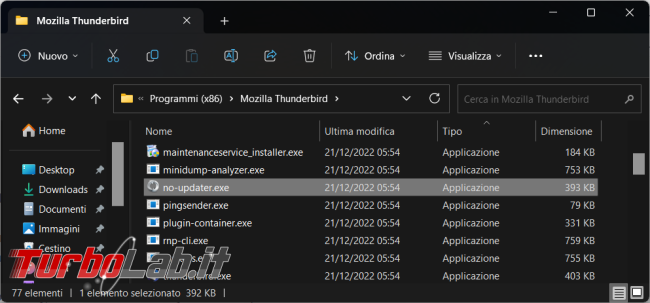 Come impedire Thunderbird aggiornarsi automaticamente