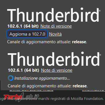 Come impedire Thunderbird aggiornarsi automaticamente