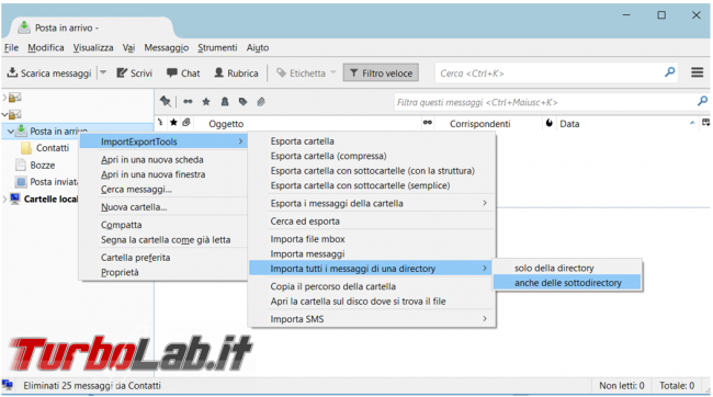 Come importare archivi PST posta Outlook Thunderbird