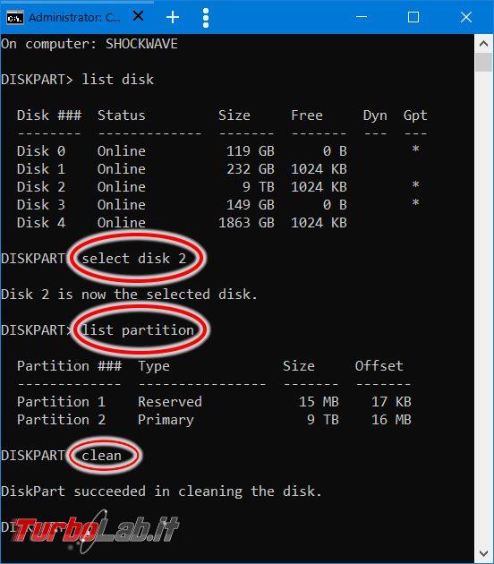 Come inizializzare / convertire disco MBR GPT tramite linea comando Diskpart Windows 10