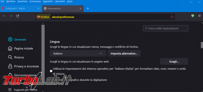 Come installare linguaggio aggiuntivo Firefox cambiare menu, messaggi notifiche