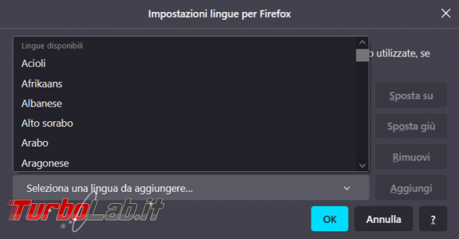 Come installare linguaggio aggiuntivo Firefox cambiare menu, messaggi notifiche