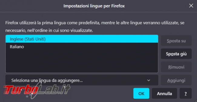 Come installare linguaggio aggiuntivo Firefox cambiare menu, messaggi notifiche