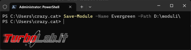 Come installare modulo PowerShell computer senza collegamento Internet