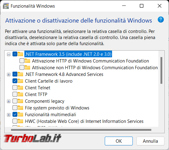 Come installare NET Framework 3.5 Windows 10 11