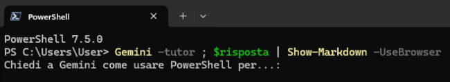 Come integrare Gemini (chatbot ) PowerShell