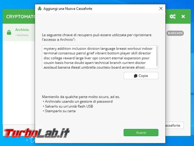 Come mantenere criptato cloud Cryptomator