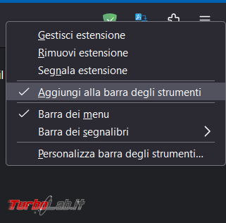 Come mettere icone estensioni Firefox barra strumenti