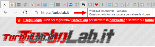 Come mettere sospensione schede non attive Microsoft Edge risparmiare memoria