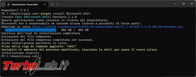 Come modificare file testo, script, direttamente PowerShell Edit