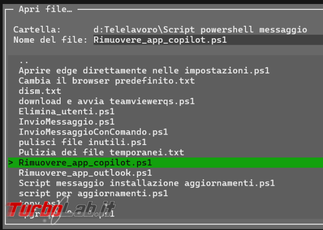 Come modificare file testo, script, direttamente PowerShell Edit