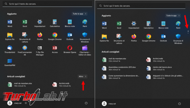 Come modificare layout menu start Windows 11 cambiando spazi occupati