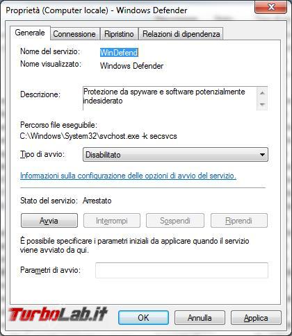 Come modificare stato servizi Windows direttamente riga comando