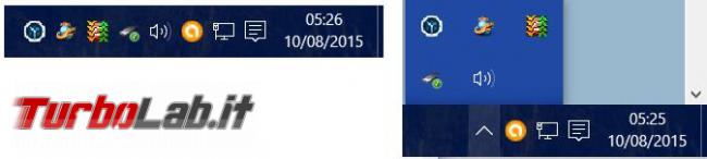 Come modificare visualizzazione icone nell’area notifica Windows 10