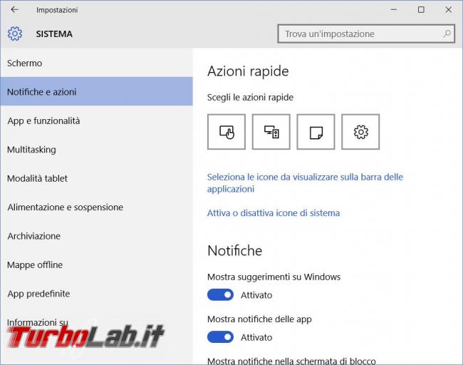 Come modificare visualizzazione icone nell’area notifica Windows 10