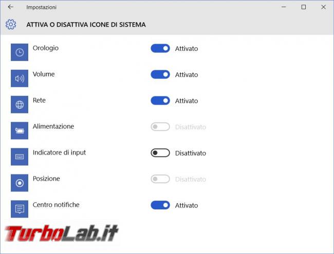 Come modificare visualizzazione icone nell’area notifica Windows 10