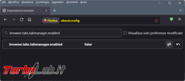 Come nascondere/visualizzare lista schede aperte Firefox