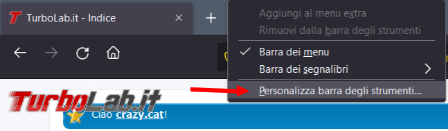 Come nascondere/visualizzare/spostare pulsante Firefox View