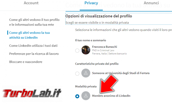 Come navigare LinkedIn privato (guida) - Annotazione 2019-04-27 175936