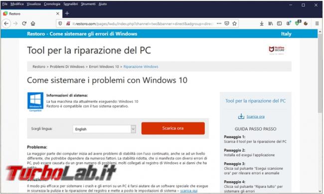 Come (non) sistemare errori Windows programma Restoro