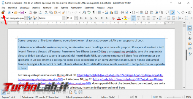 Come permettere LibreOffice leggerci documento
