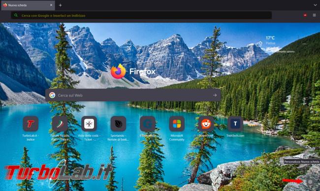 Come personalizzare, immagini colori scelta, Nuova Scheda Firefox